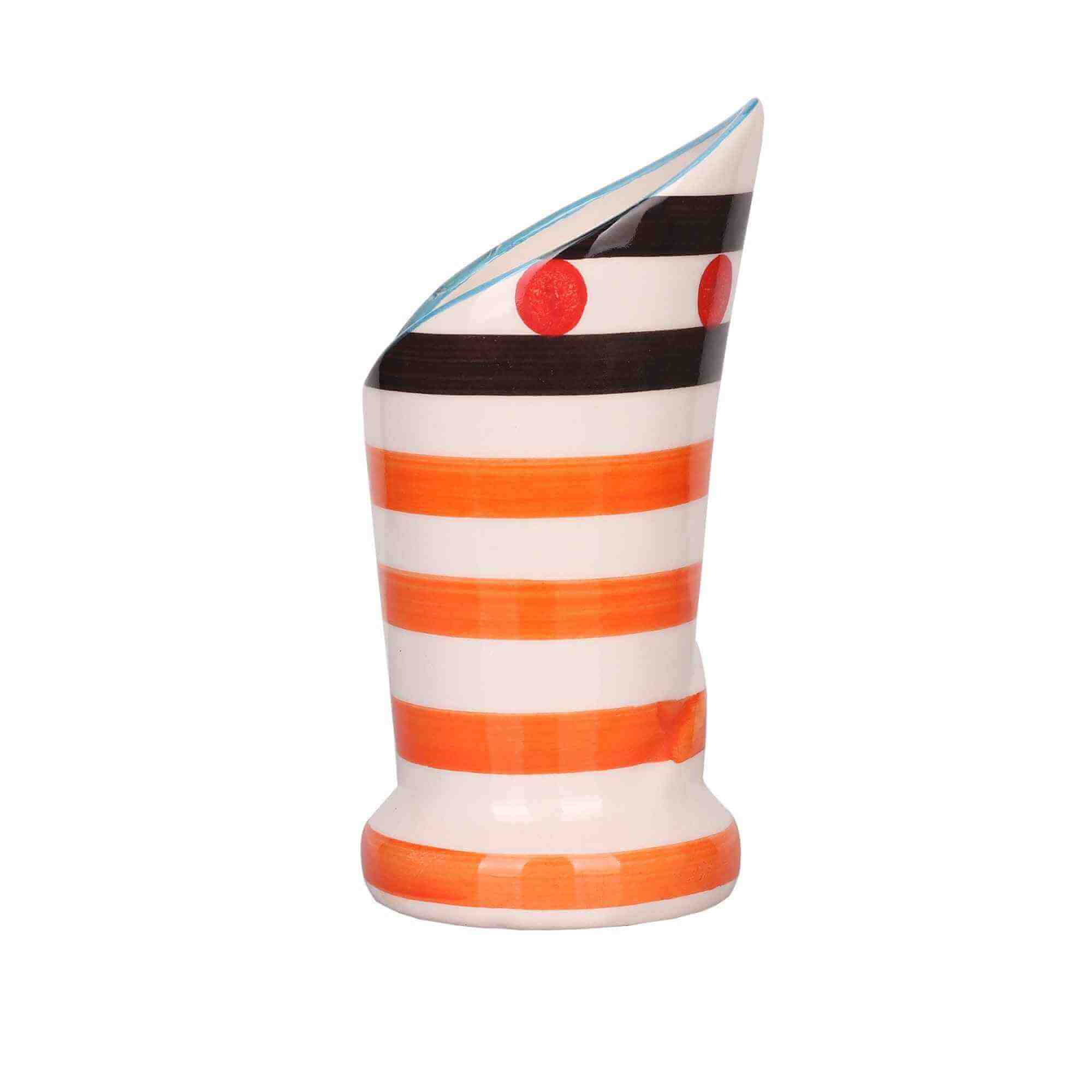 Orange Horizontal Stripes Flower Pot / Napkin Pot