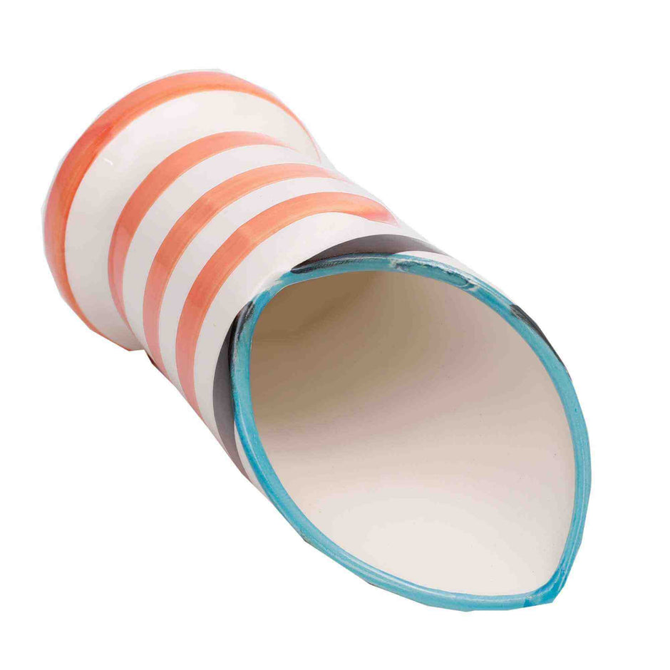 Orange Horizontal Stripes Flower Pot / Napkin Pot