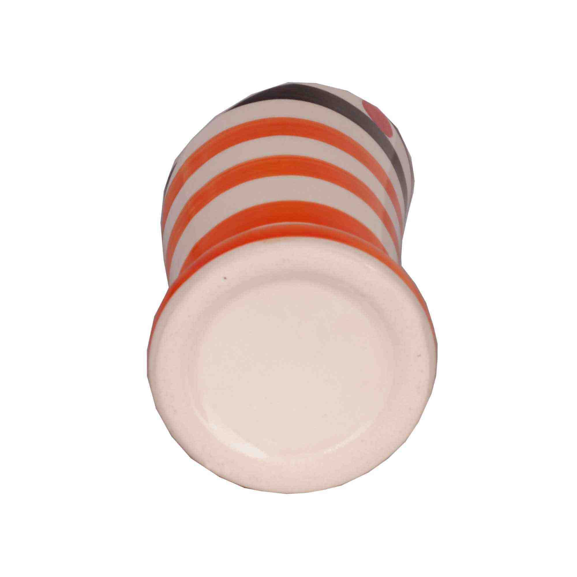 Orange Horizontal Stripes Flower Pot / Napkin Pot