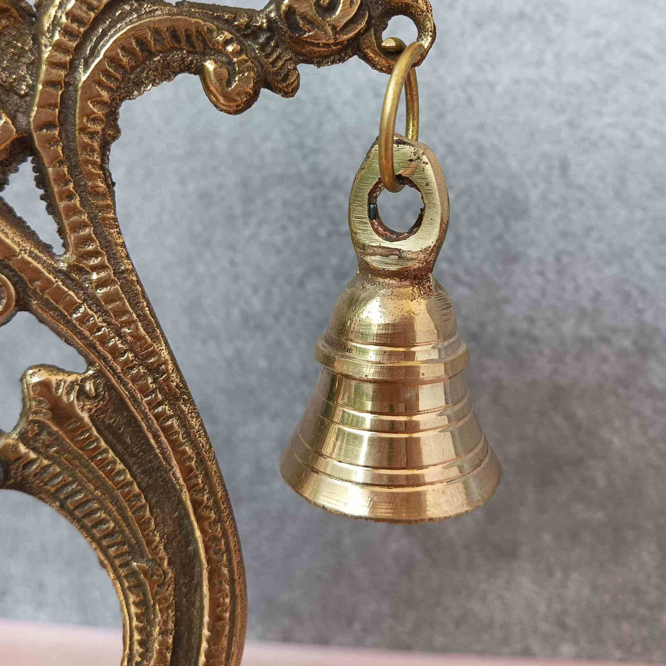 Peacock Trinity Brass Diya with Bell