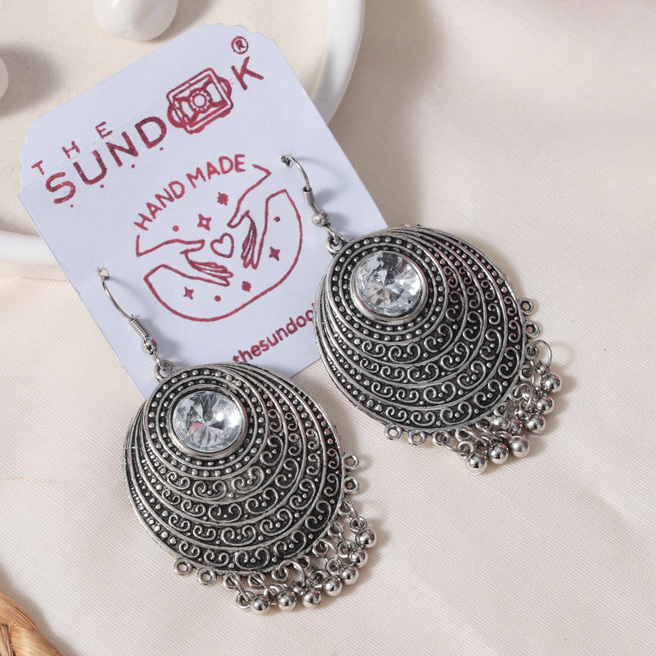 Kaveri Silver Oxidized Long Necklace Set