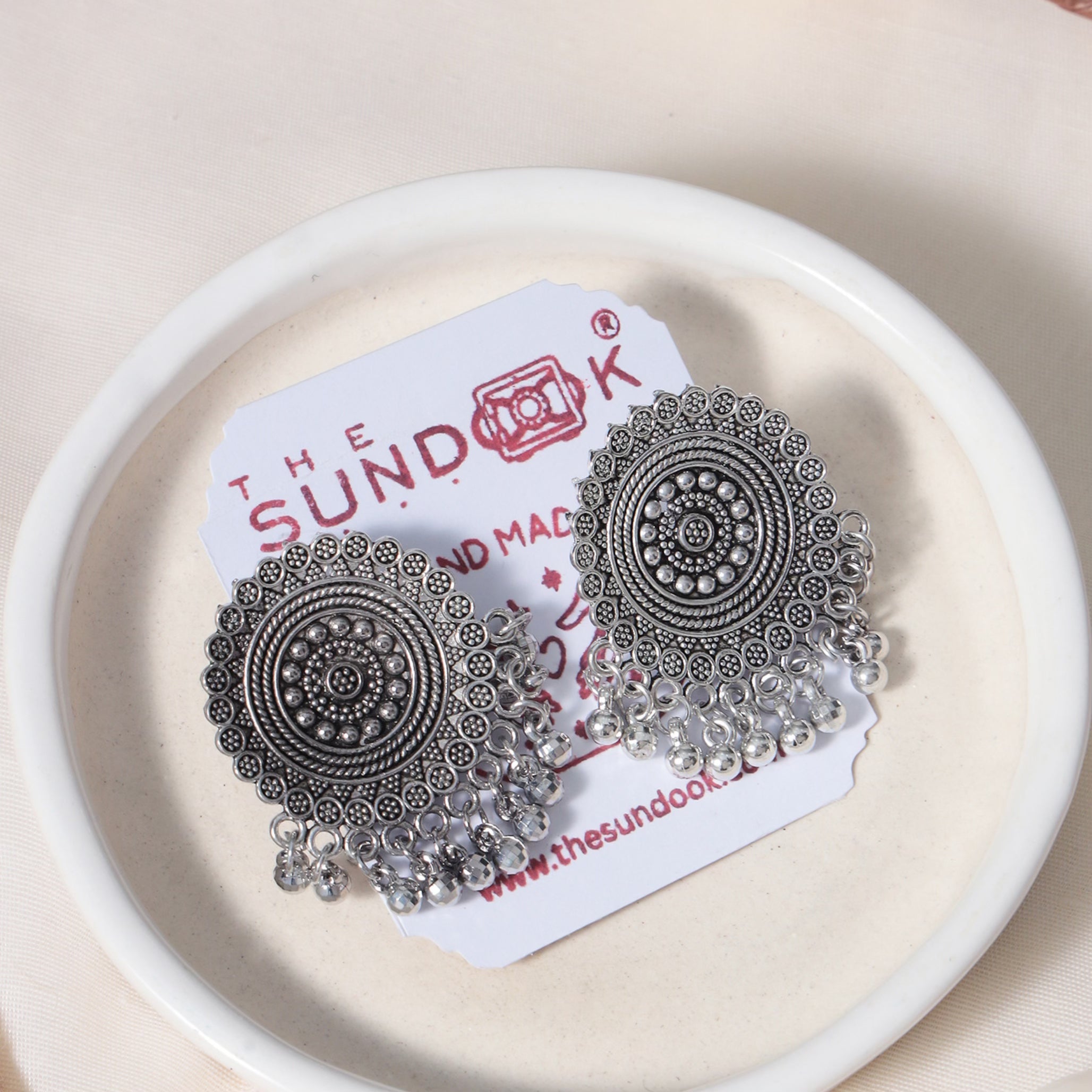 Swara Silver Oxidized Stud Earrings