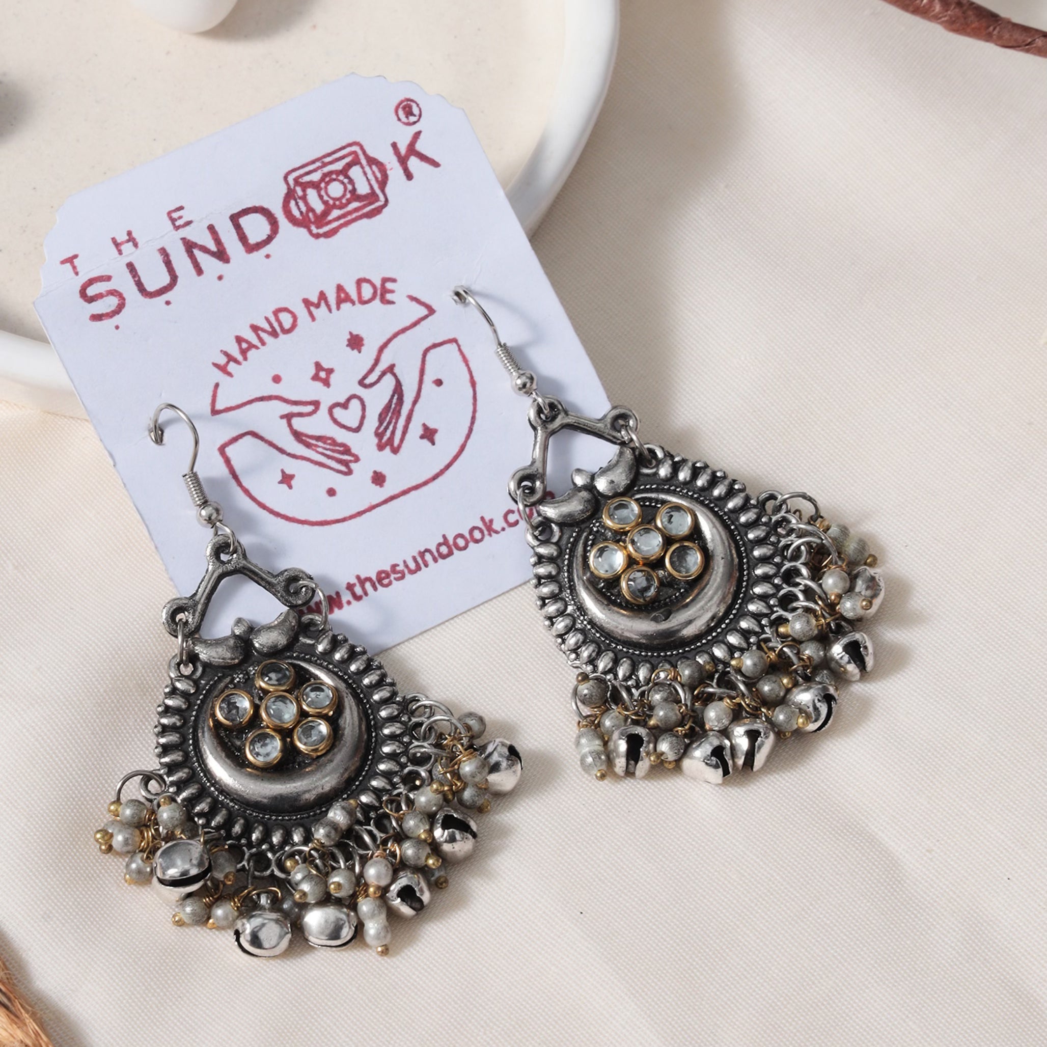 Jivika Silver Oxidized Long Necklace Set