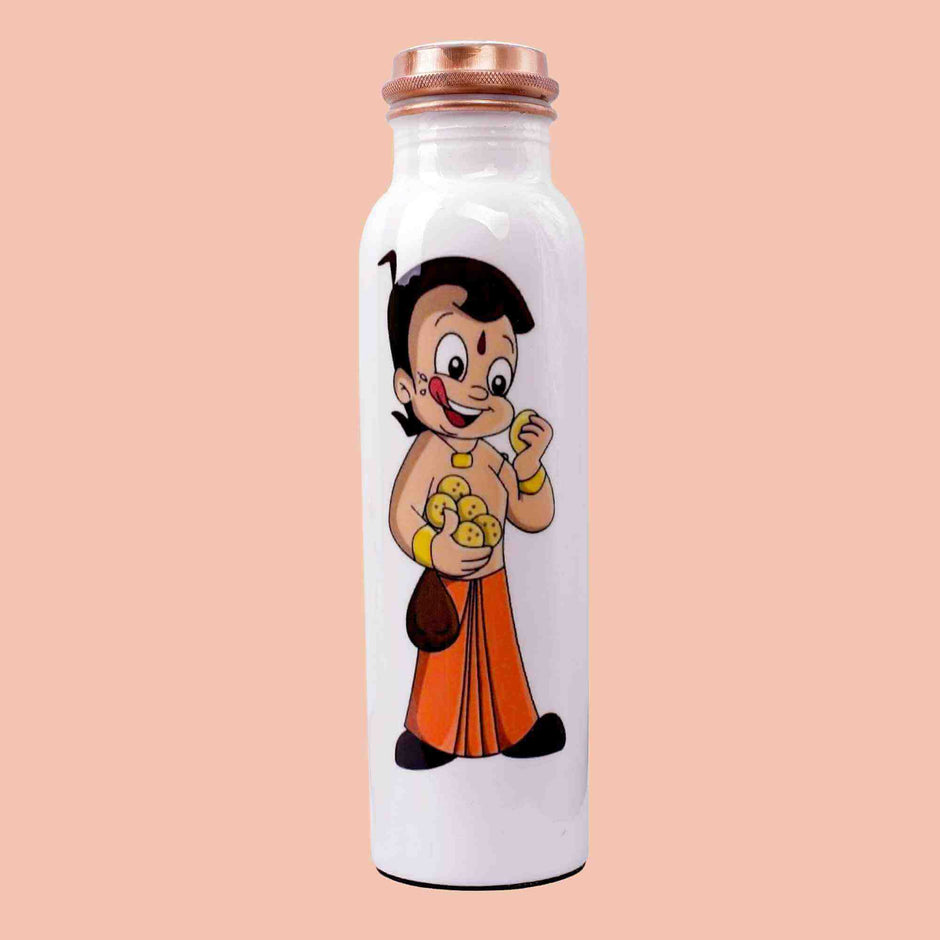 Playful Chhota Bheem Copper Bottle & Tumblers' Set