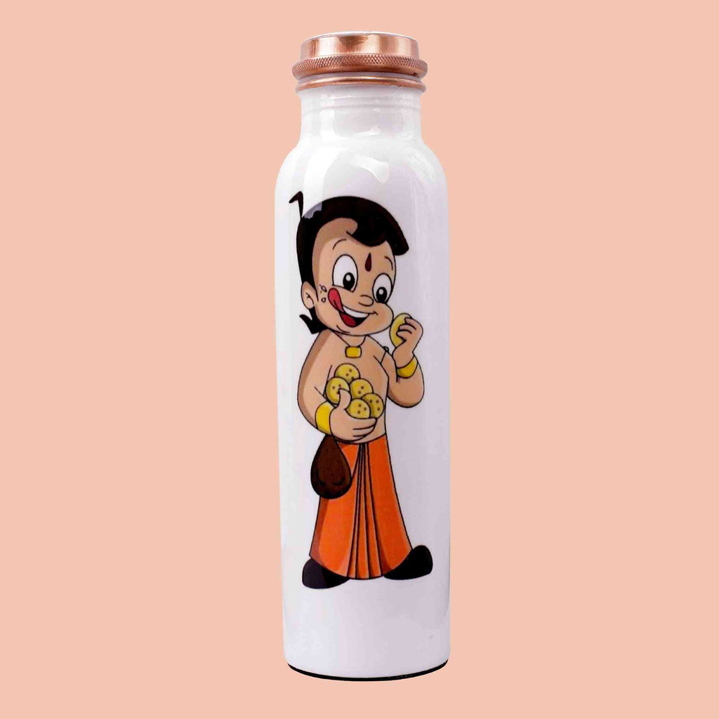 Playful Chhota Bheem Copper Bottle & Tumblers' Set - The Sundook