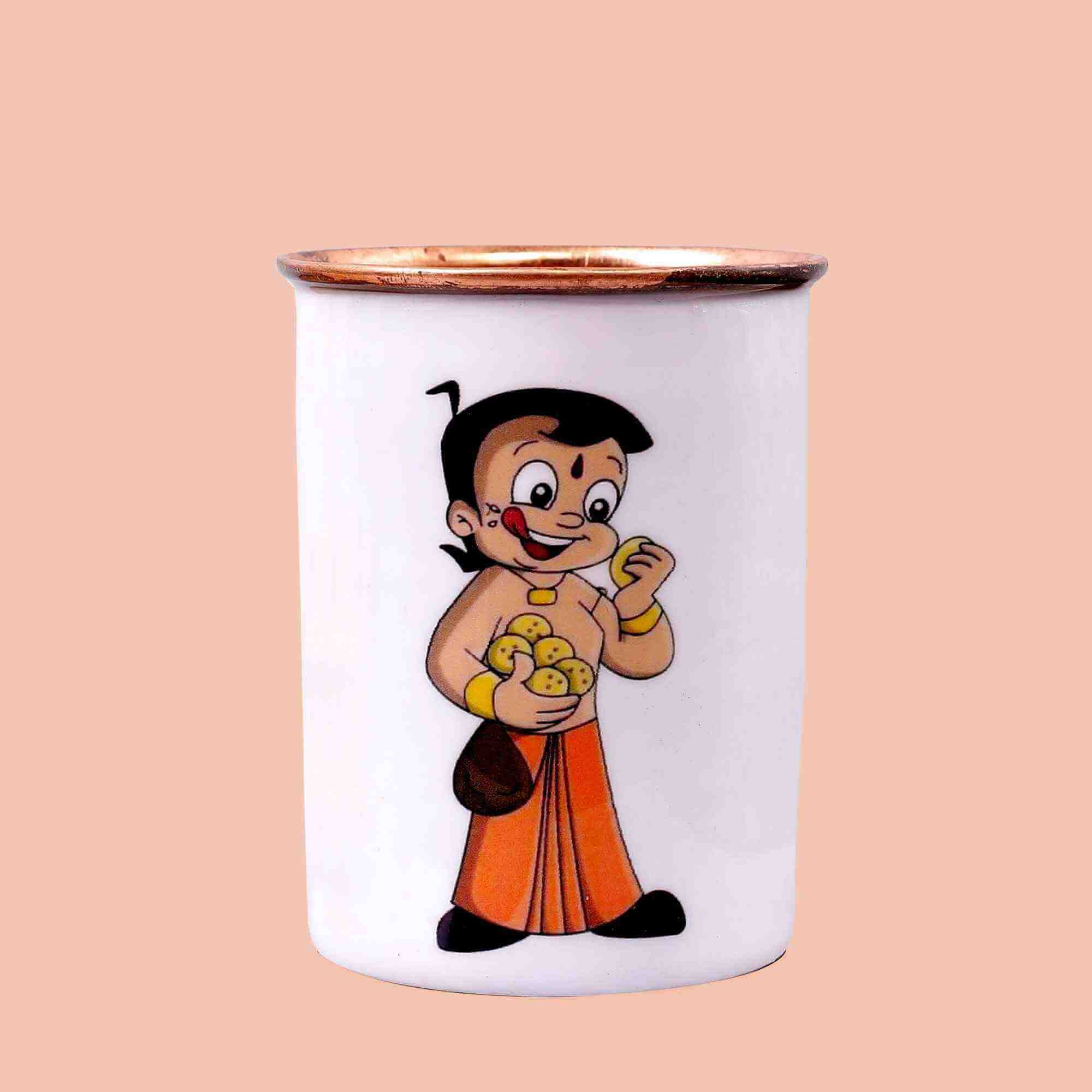 Playful Chhota Bheem Copper Bottle & Tumblers' Set