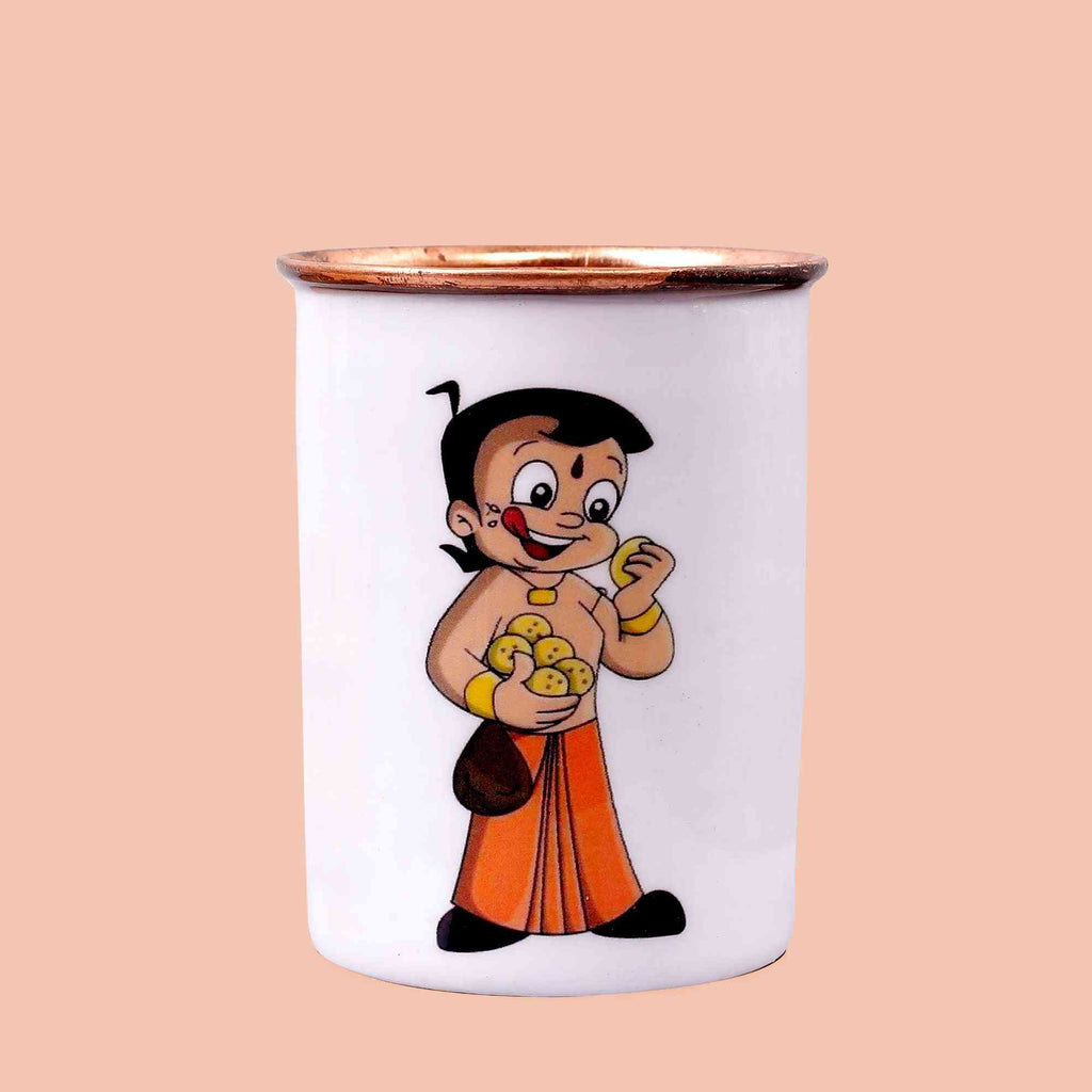 Playful Chhota Bheem Copper Bottle & Tumblers' Set - The Sundook