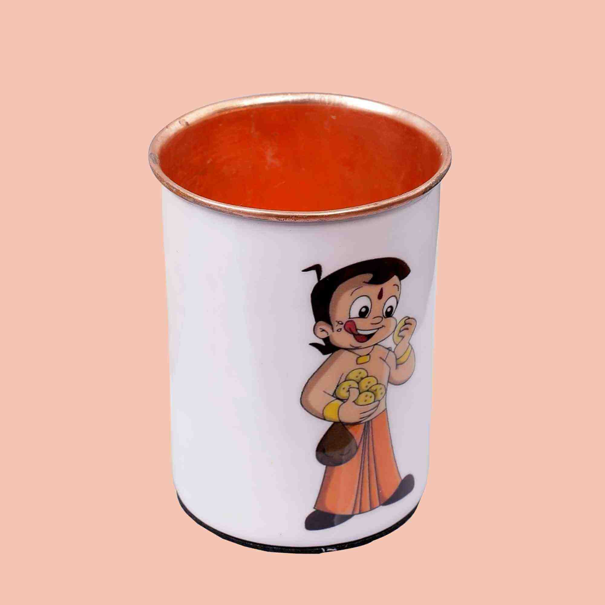 Playful Chhota Bheem Copper Bottle & Tumblers' Set