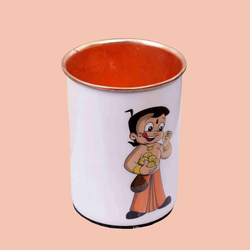 Playful Chhota Bheem Copper Bottle & Tumblers' Set - The Sundook
