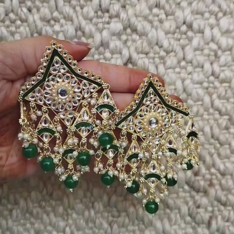 Sitara Pearl & Kundan Gold Plated Chandbali Earrings