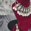 Aadhya Kaudi Silver Oxidized Choker Set