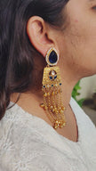 Aarna Kashmiri Gold Plated Earrings - Blue