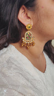 Amayra Gold Plated Heritage Kundan Earrings - Green