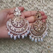 Anwita Pearl & Mirror Rose Gold Chandbali Earrings
