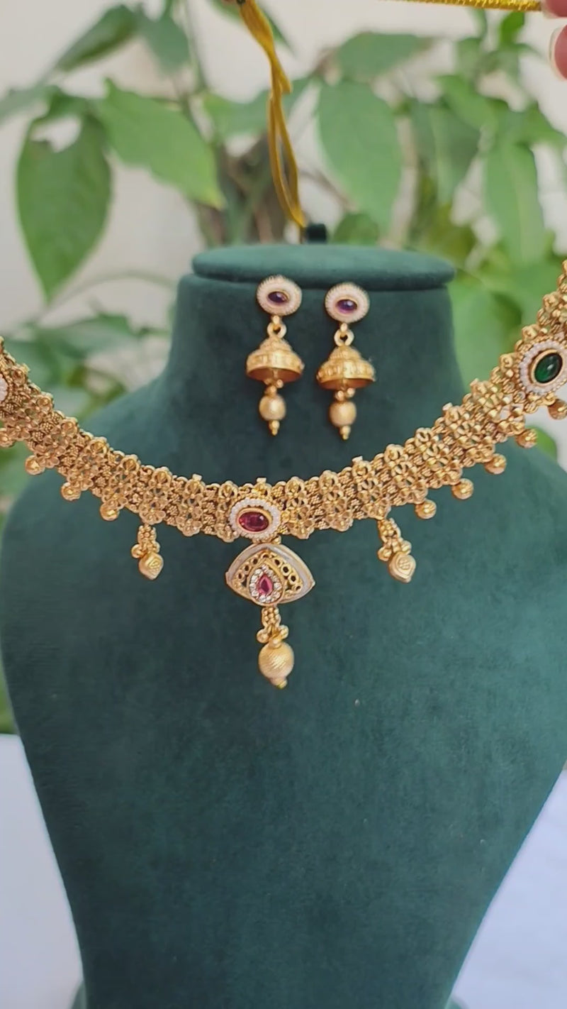 Kirat Ethnic Antique Gold Tone Necklace Set