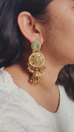 Amrita Kashmiri Chandbali Earrings - Mint Green