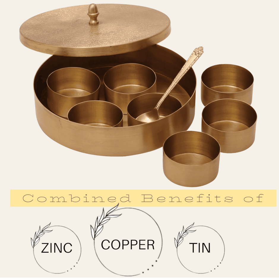 Pure Brass Engraved Spice Box (Masala Daani)