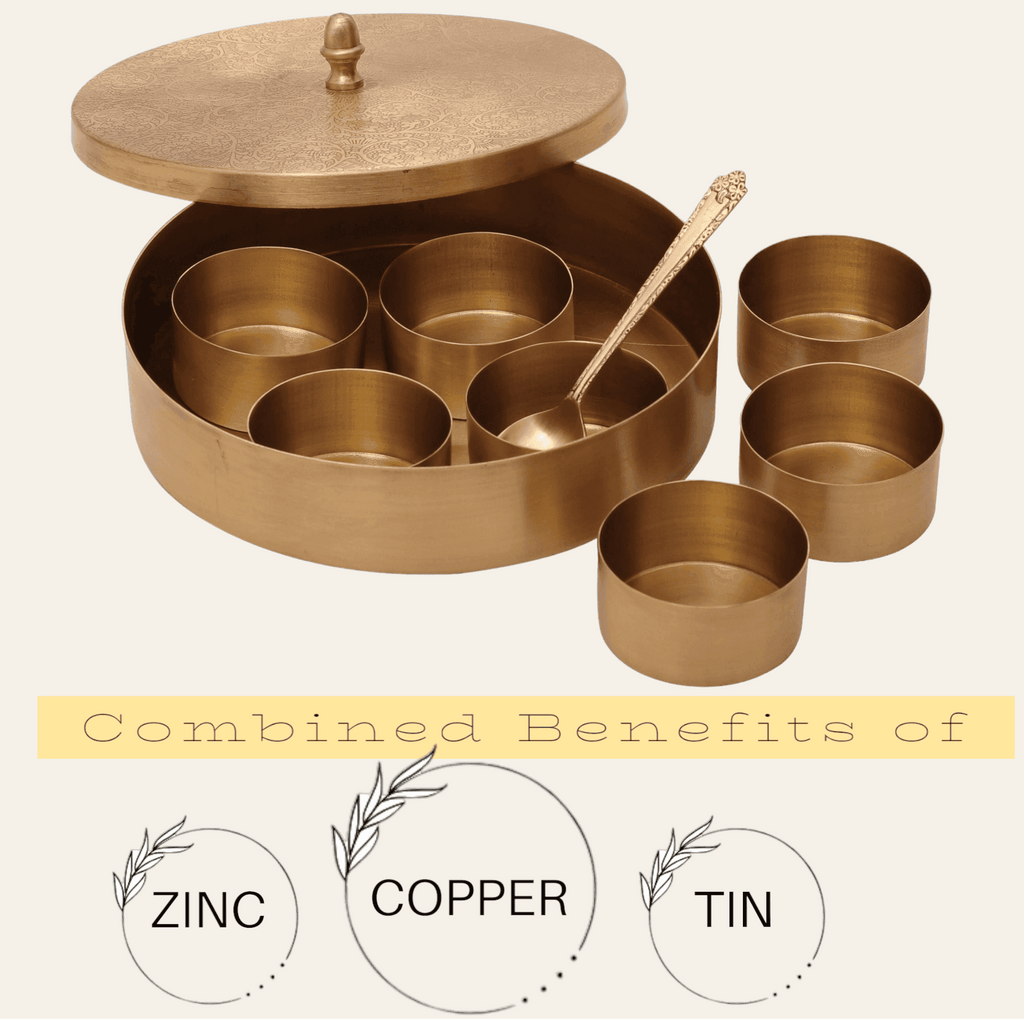 Pure Brass Engraved Spice Box (Masala Daani) - The Sundook