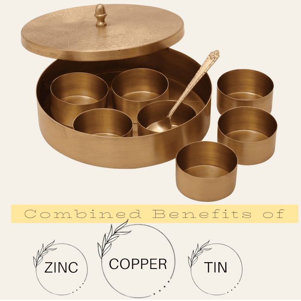 Pure Brass Engraved Spice Box (Masala Daani)