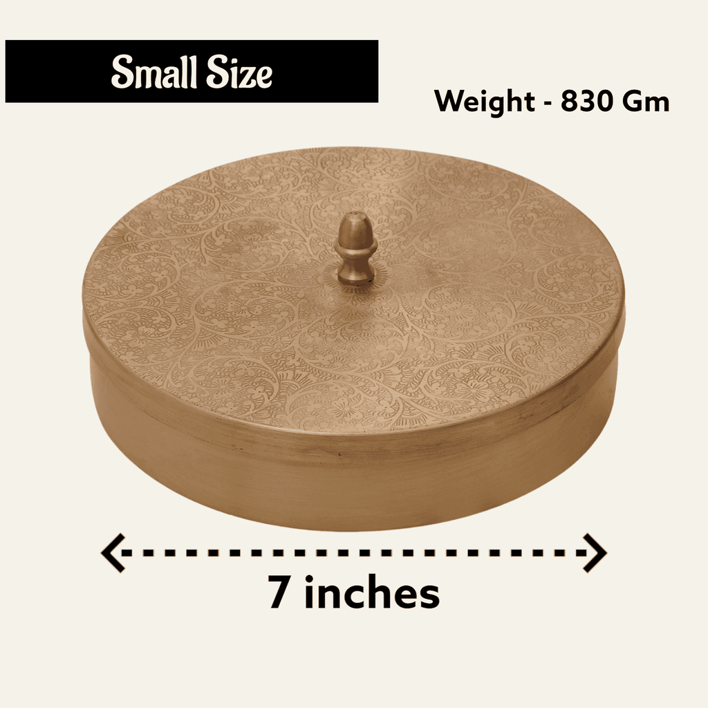 Pure Brass Engraved Spice Box (Masala Daani) - The Sundook
