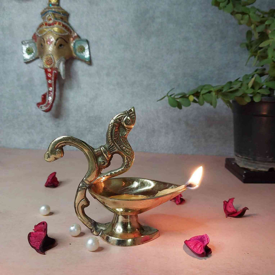 Pure Brass Mayur Diya