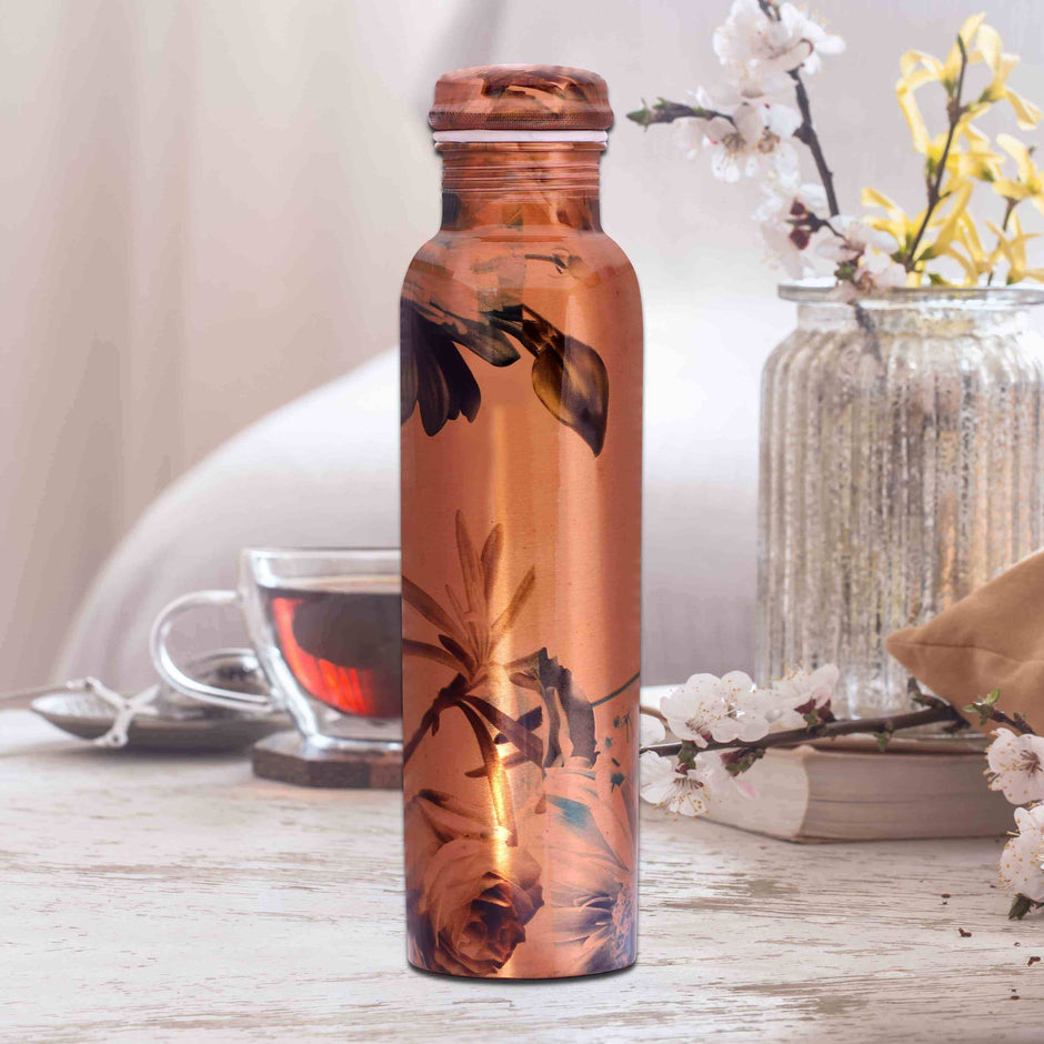Random Floral Print Copper Bottle (Print 3)