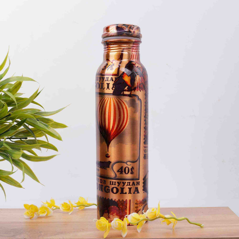 Random Skyview Print Copper Bottle