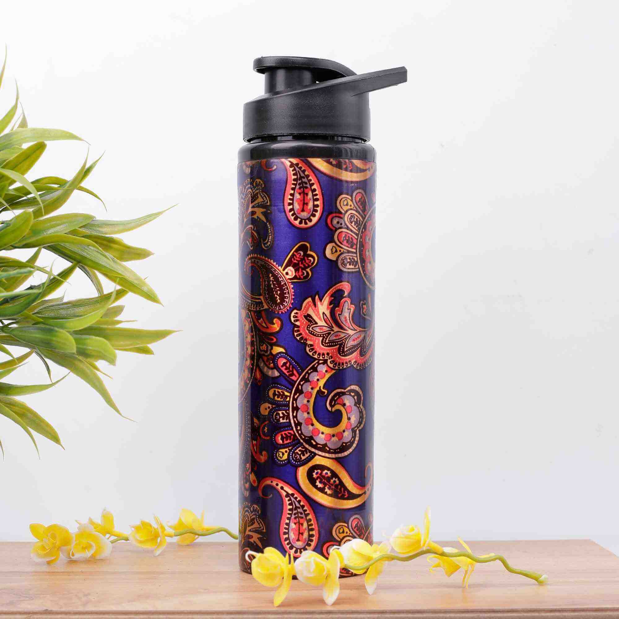 Rangoli Art Blue Copper Sipper Bottle
