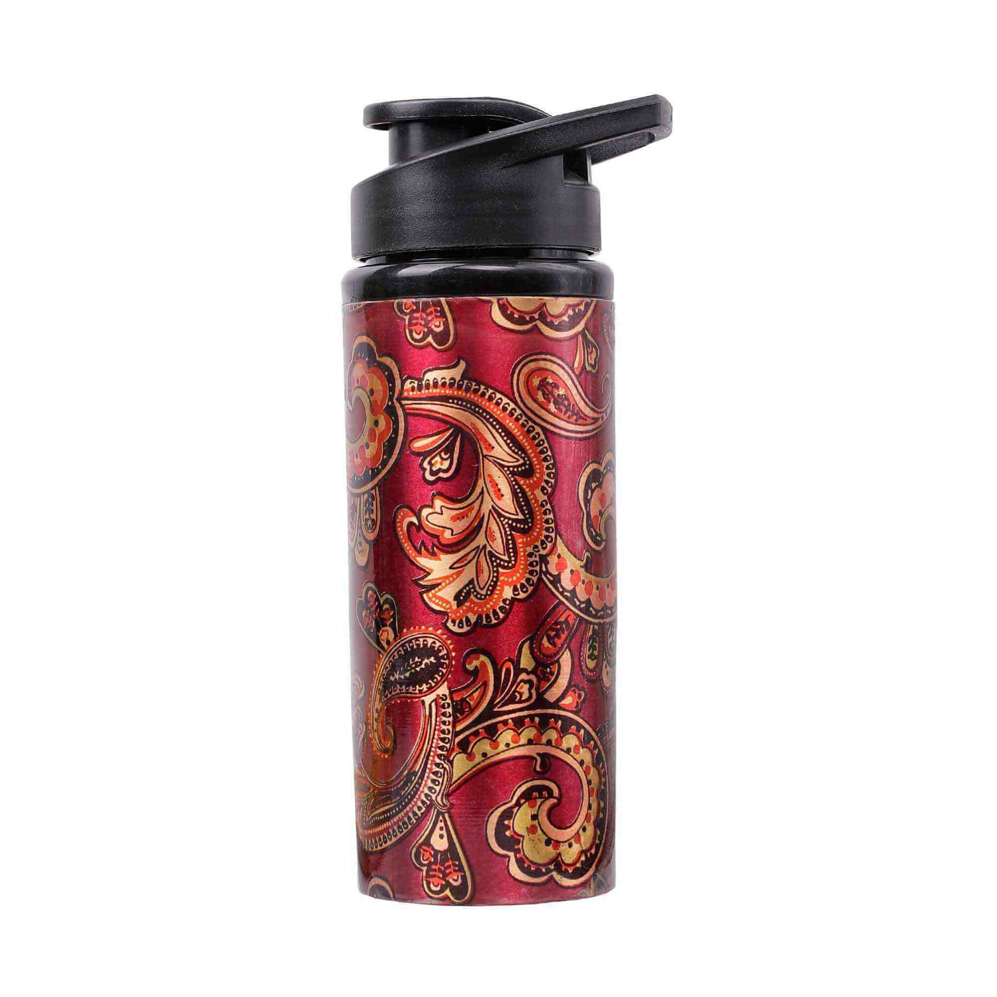 Rangoli Art Junior Copper Sipper Bottle (Maroon)