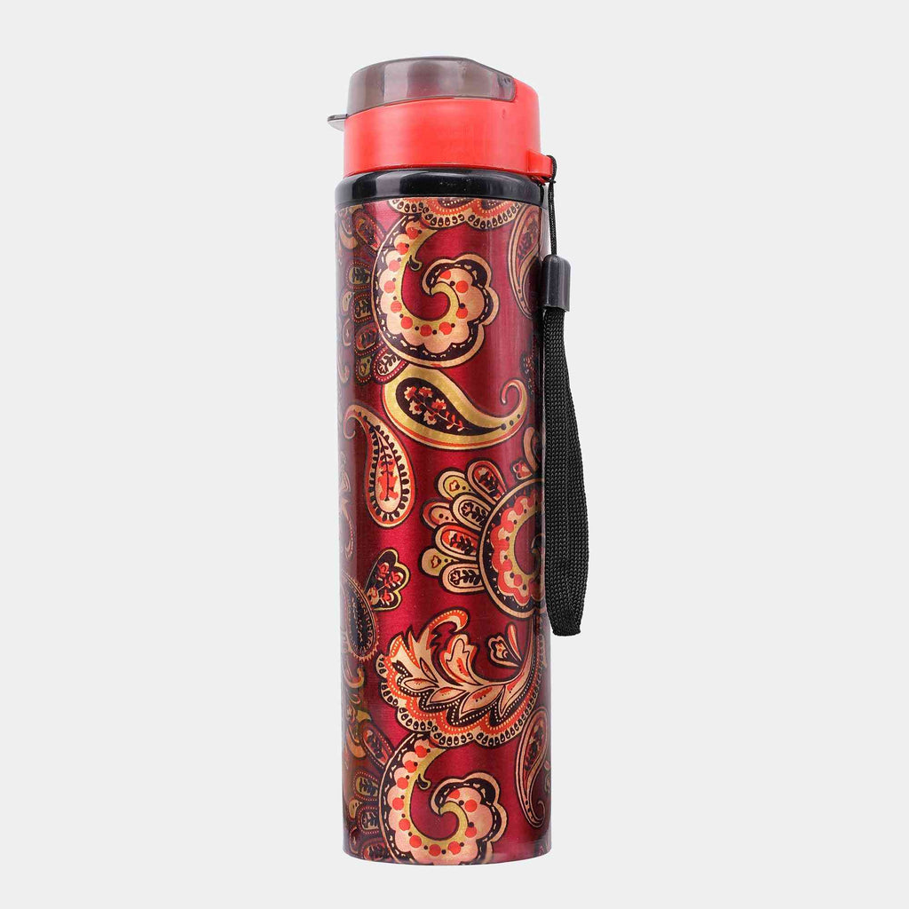 Rangoli Art Maroon Copper Sipper Bottle - The Sundook