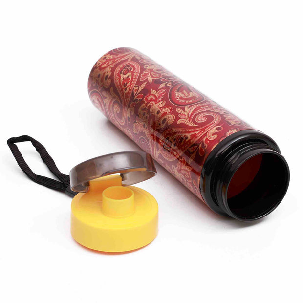 Rangoli Art Red Copper Sipper Bottle