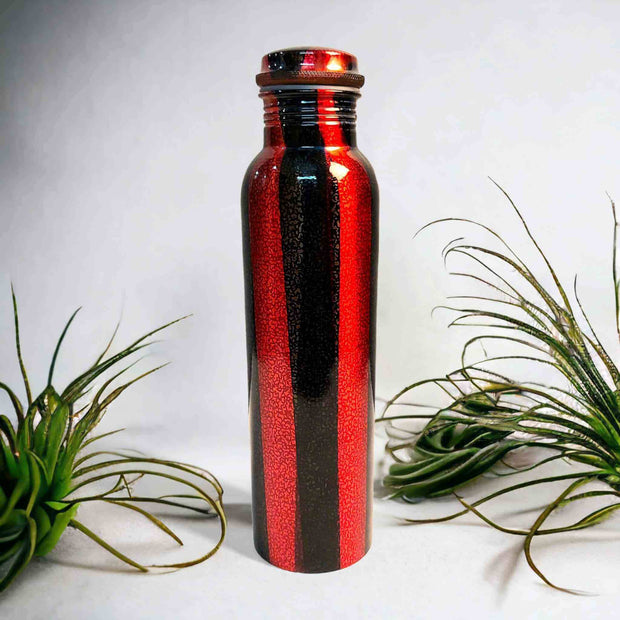 Red & Black Striped Print Copper Bottle