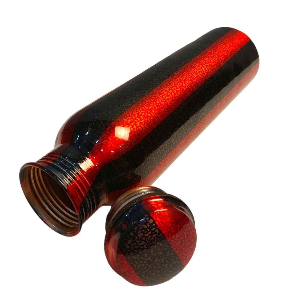 Red & Black Striped Print Copper Bottle - The Sundook