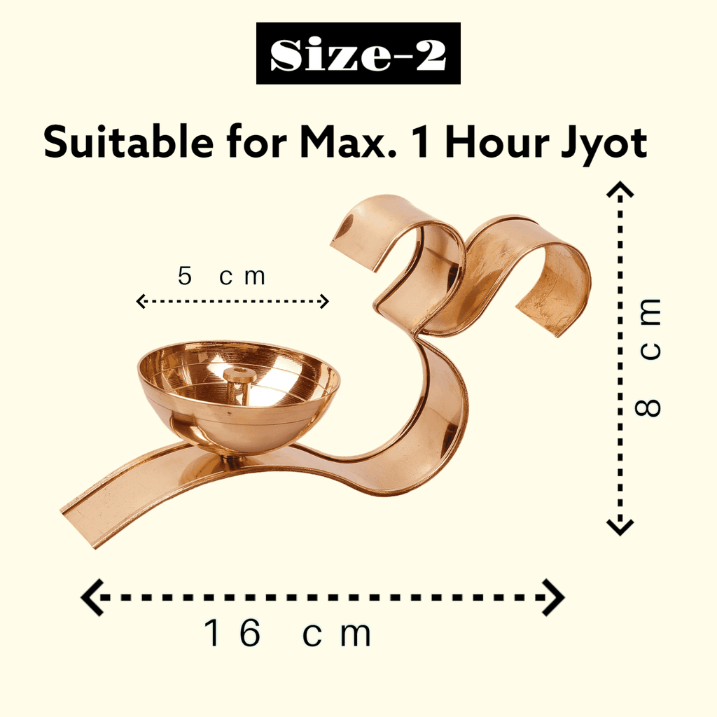Sacred Om Shaped Brass Diya - The Sundook