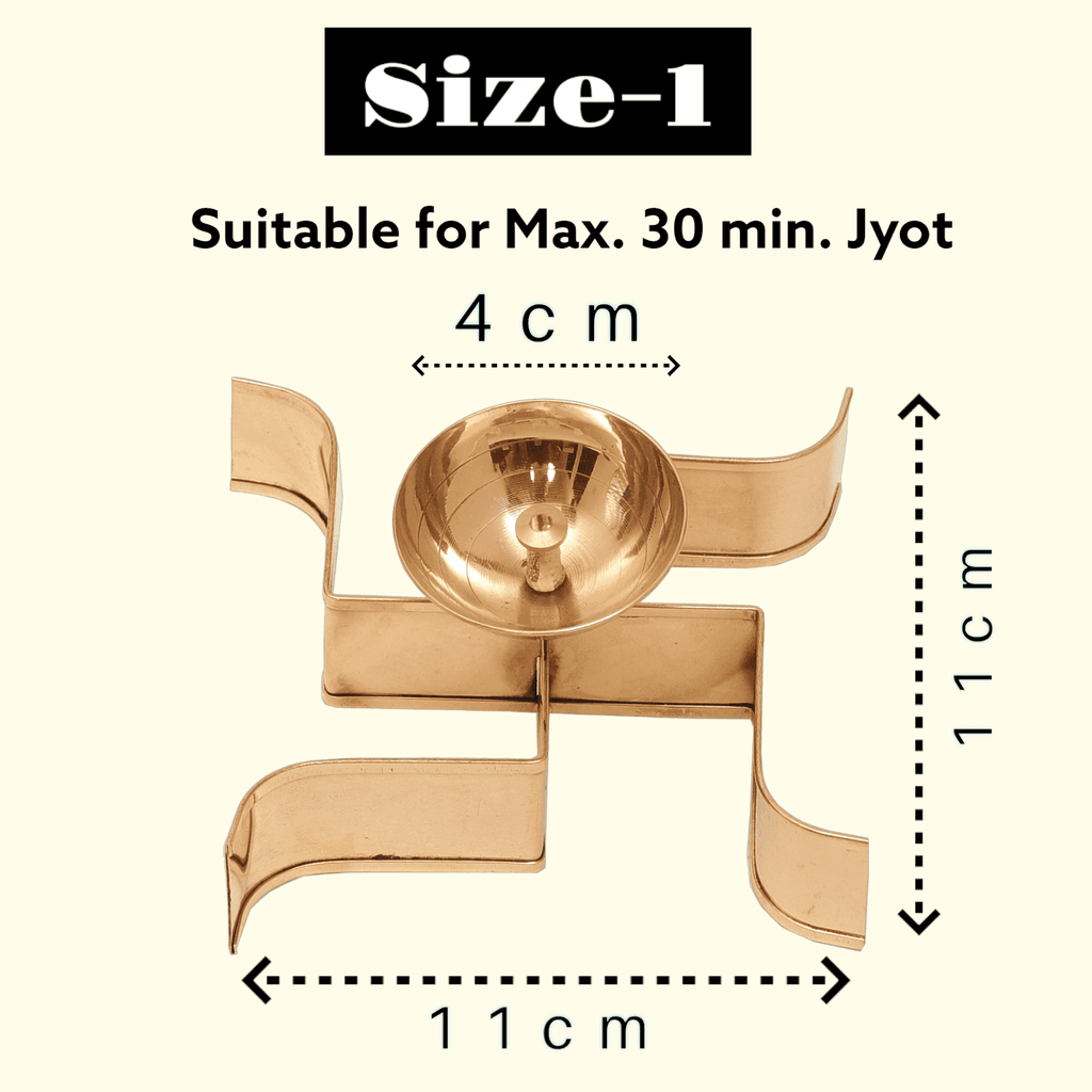 Sacred Swastik Shaped Brass Diya - The Sundook