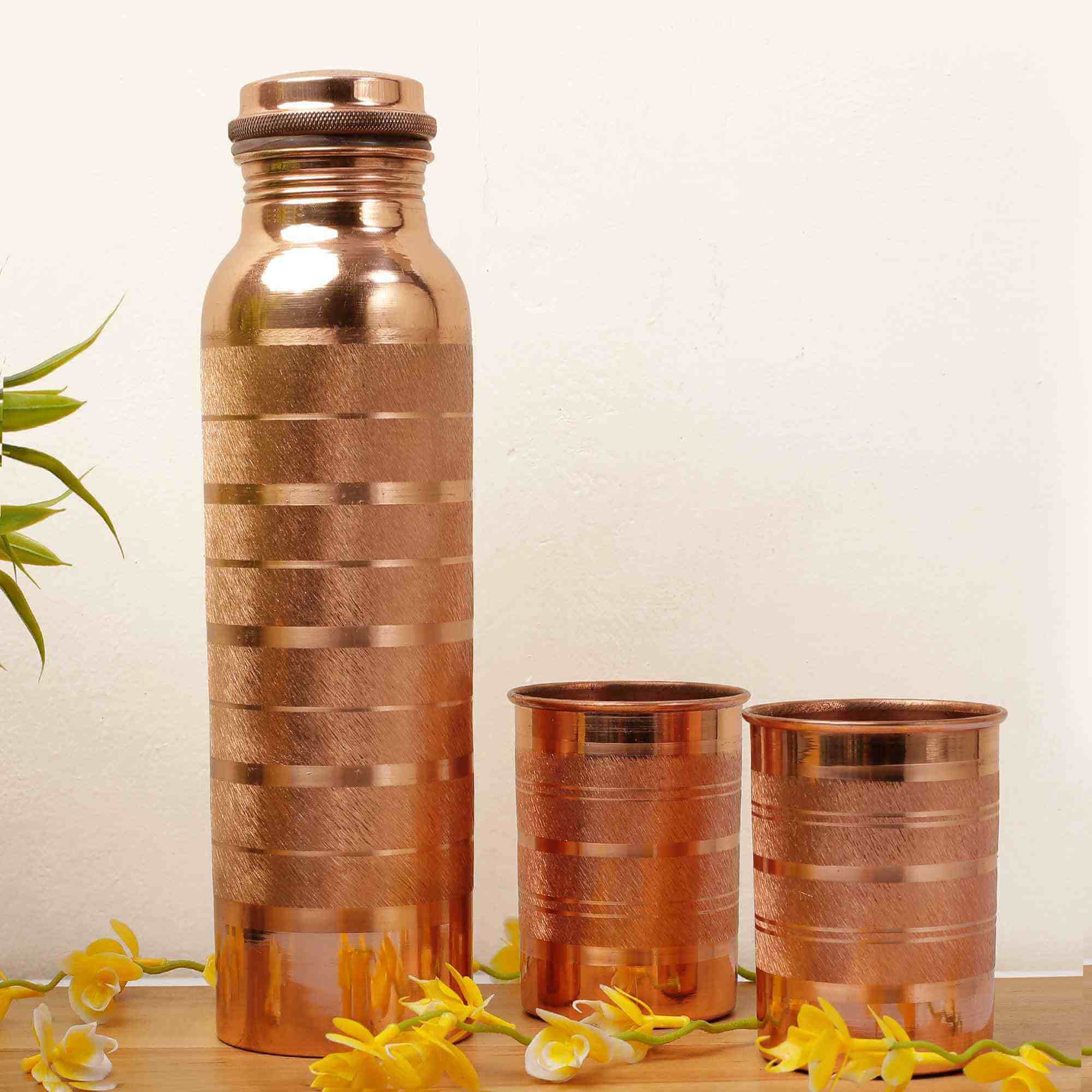 Silver Touch Copper Bottle & Tumblers' Set